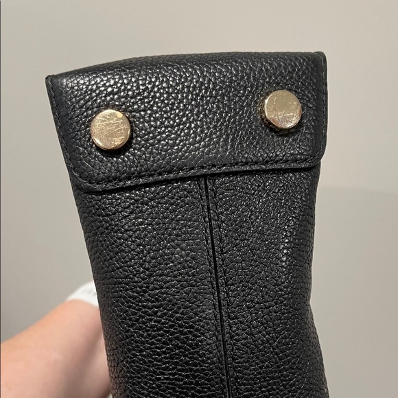 Michael Kors Mercer Medium Pebbled Leather Crossbody Bag- Black Gold Accents - Picture 11 of 12